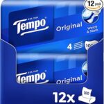 (Erstbestellungsrabatt) Tempo Original Papiertaschentücher – Vorteilspackung – 12 Boxen à 60 Blatt – Extra starke und weiche Papiertücher, maschinenwaschbar